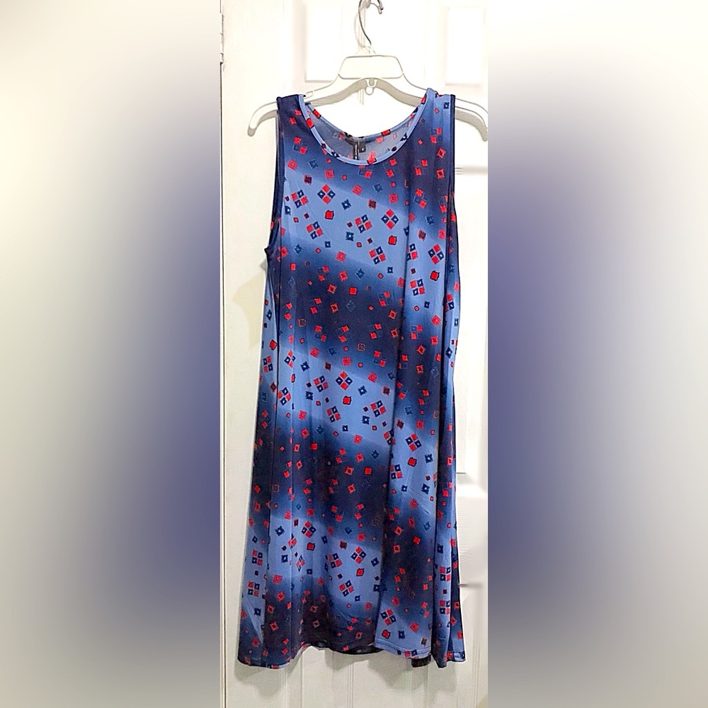 Blue and Red Sleeveless Dress